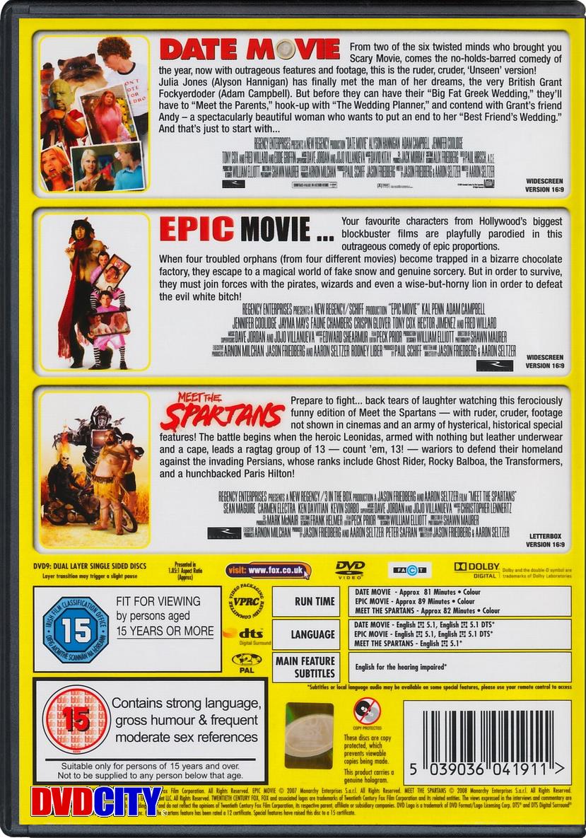 Date Movie / Epic Movie / Meet The Spartans (Triple Pack) - dvdcity.dk